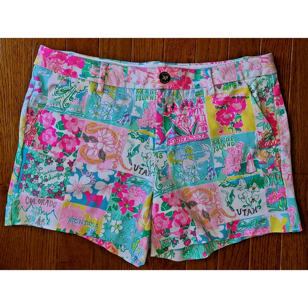 Lilly Pulitzer 4.5" Callahan Knit Shorts Sz 8 Pop Up Lilly State Of Mind Sassy